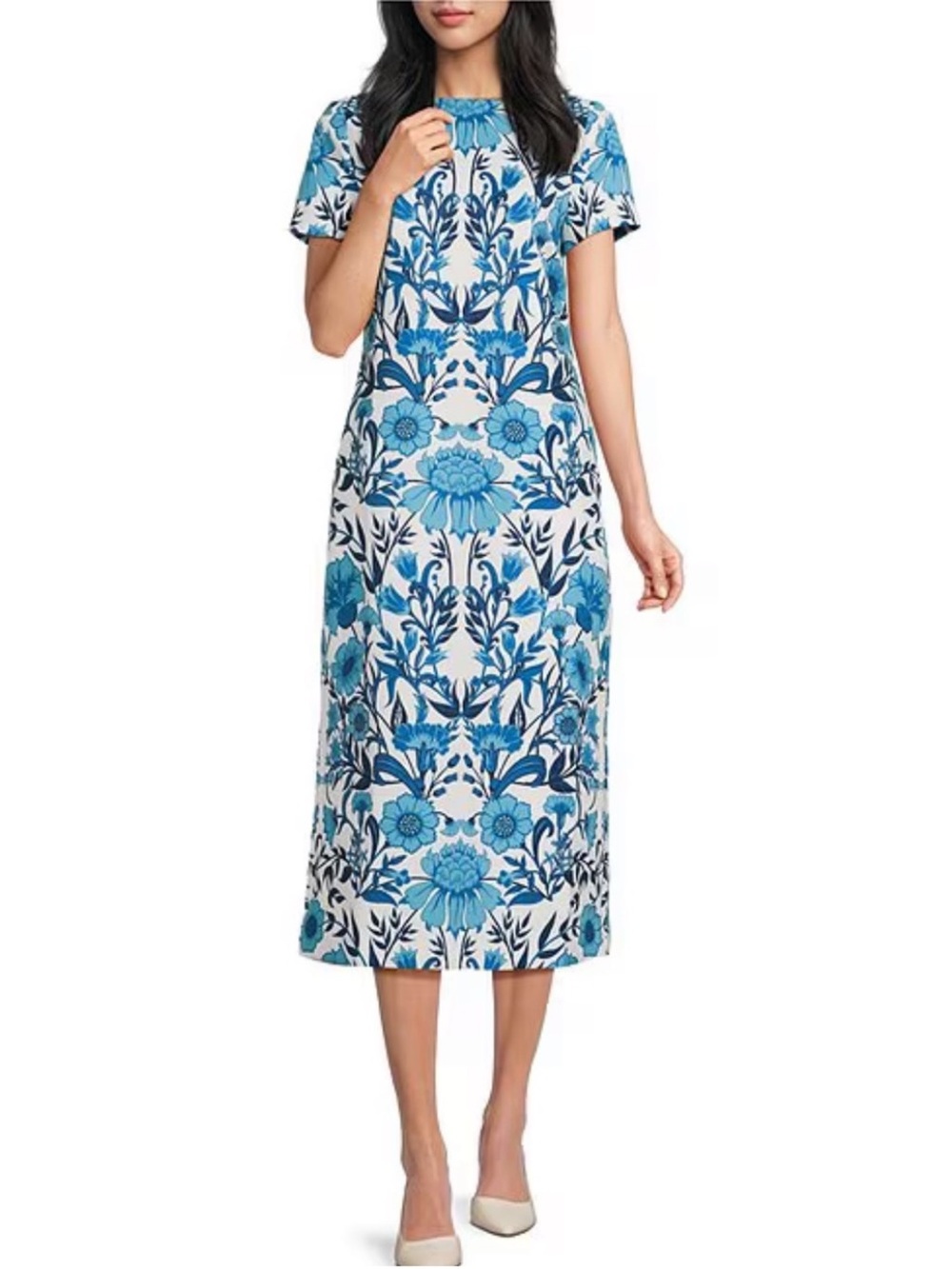 NWT Mestiza New York Adria Floral Print Boat Neck Bow Detail Pocketed Column Dre